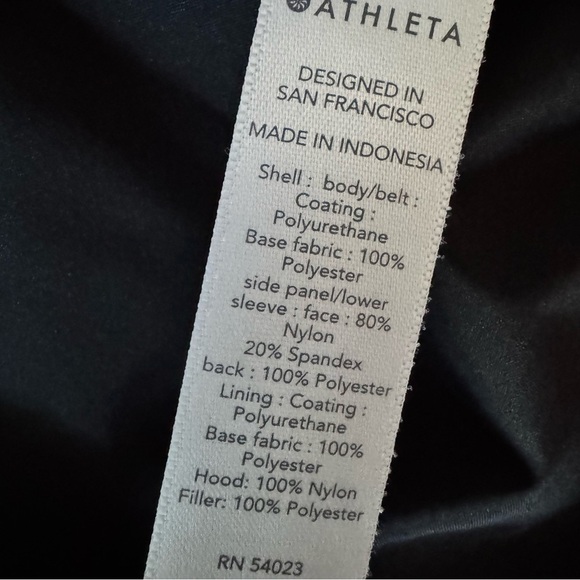 Athleta XXS Grace Peak Black Hooded Belted Water Resistant Wind Jacket - Picture 6 of 8